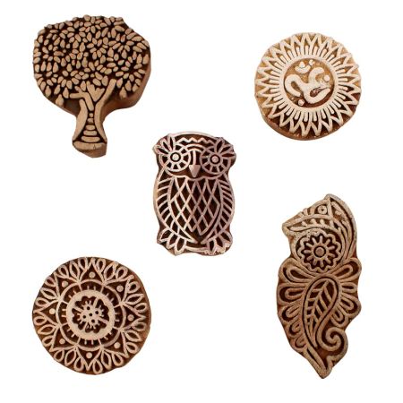 Set of 5 Piece New Mix Wooden Printing Blocks